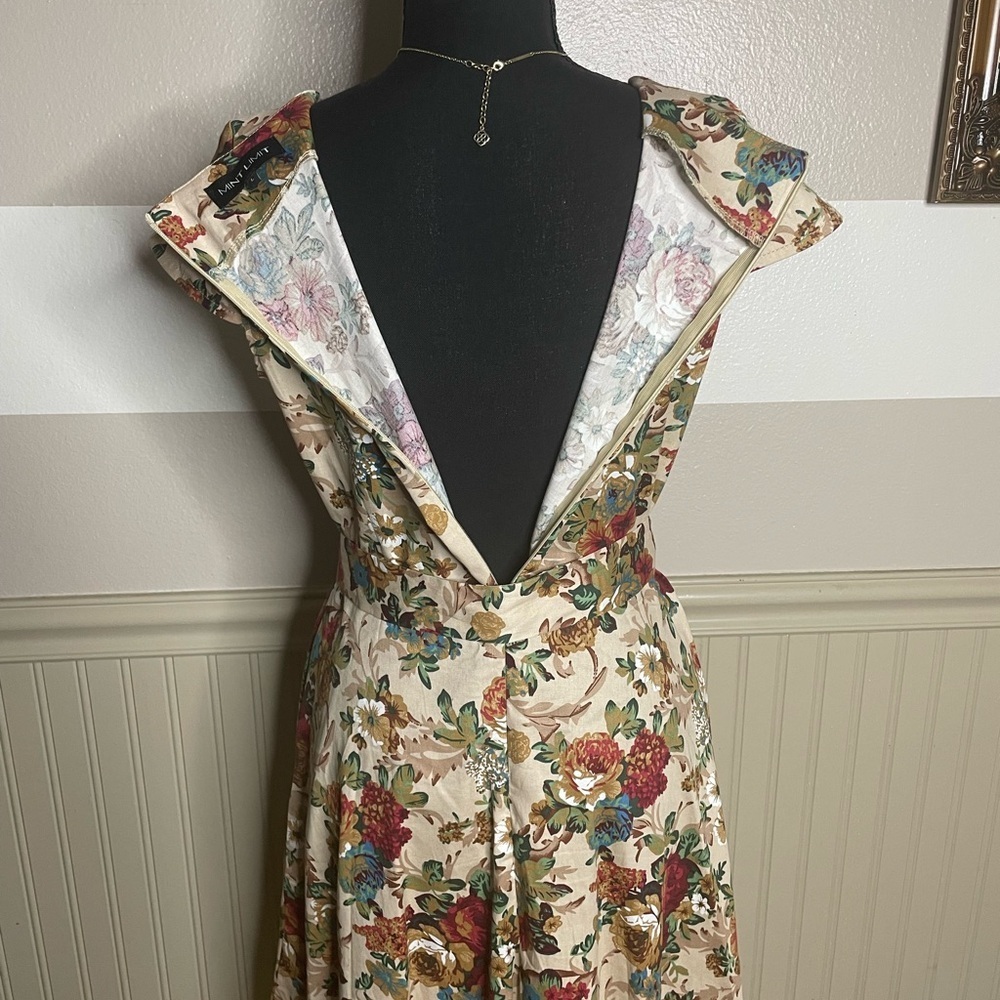 Mint Limit Women Tosa Floral Printed Multi-Color Midi Dress Size Large - Picture 10 of 16
